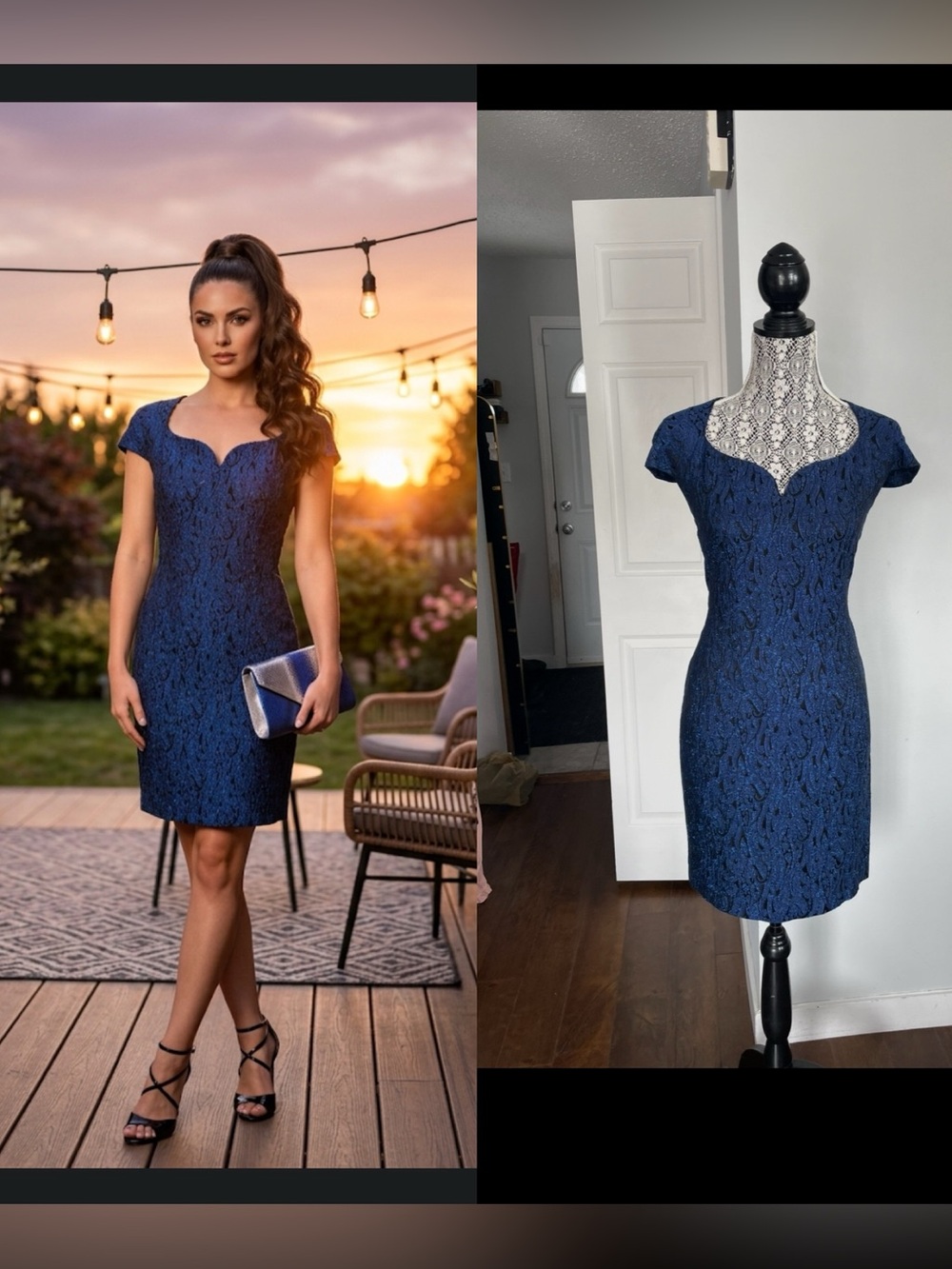 Vintage Made in Italy European Jacquard Glamorous Party Dress. Small. 👗 ✨